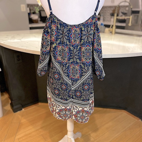 Bailey Blue Boho Print Cold Shoulder Sheath Dress, Women’s Size Small. - Picture 11 of 15